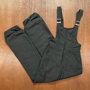 Vintage Roffe Ski Bibs Small Black Snow Overalls Made in USA Zipper Front